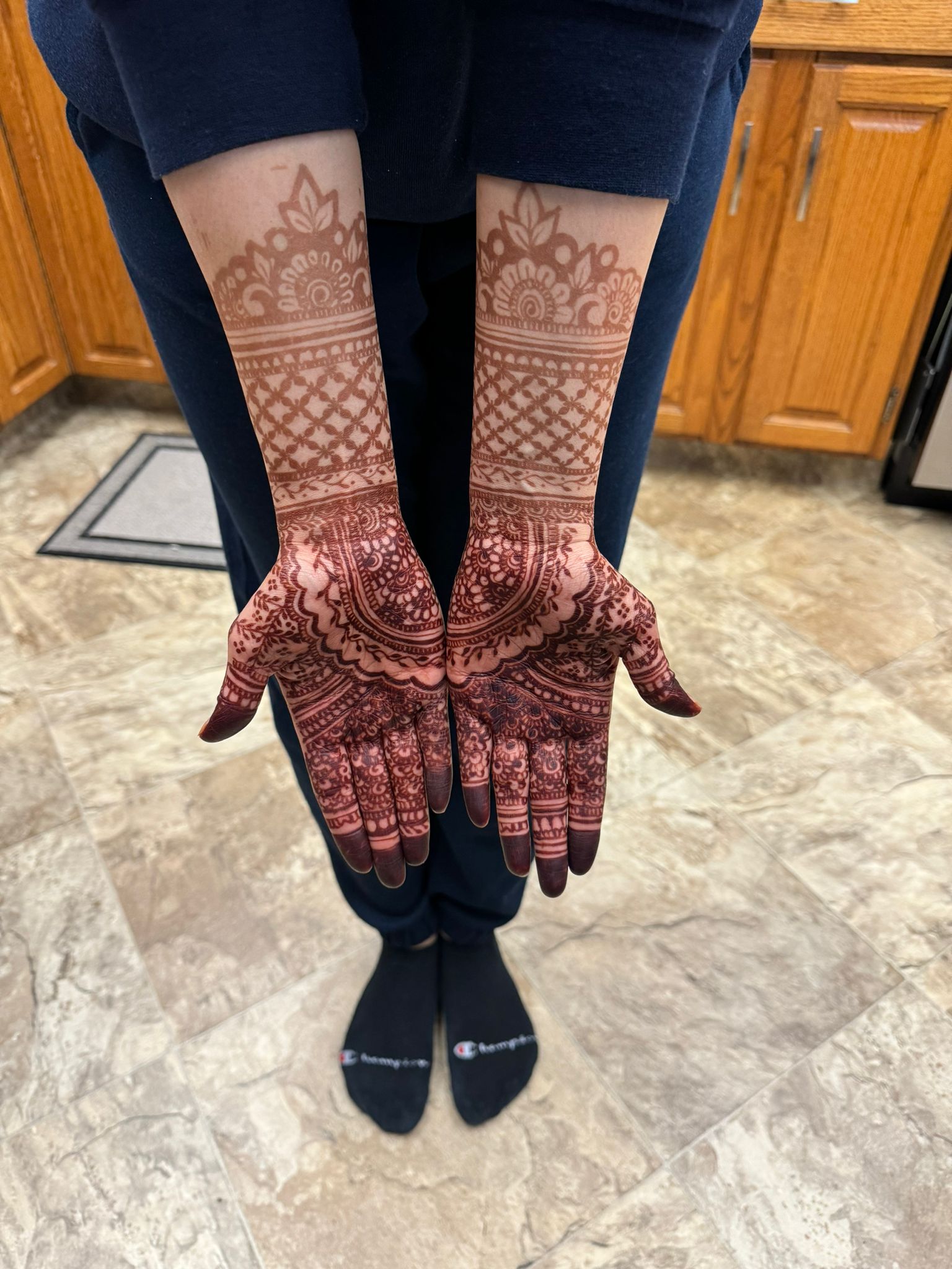 Bridal henna full arms deep stain Edmonton wedding mehndi