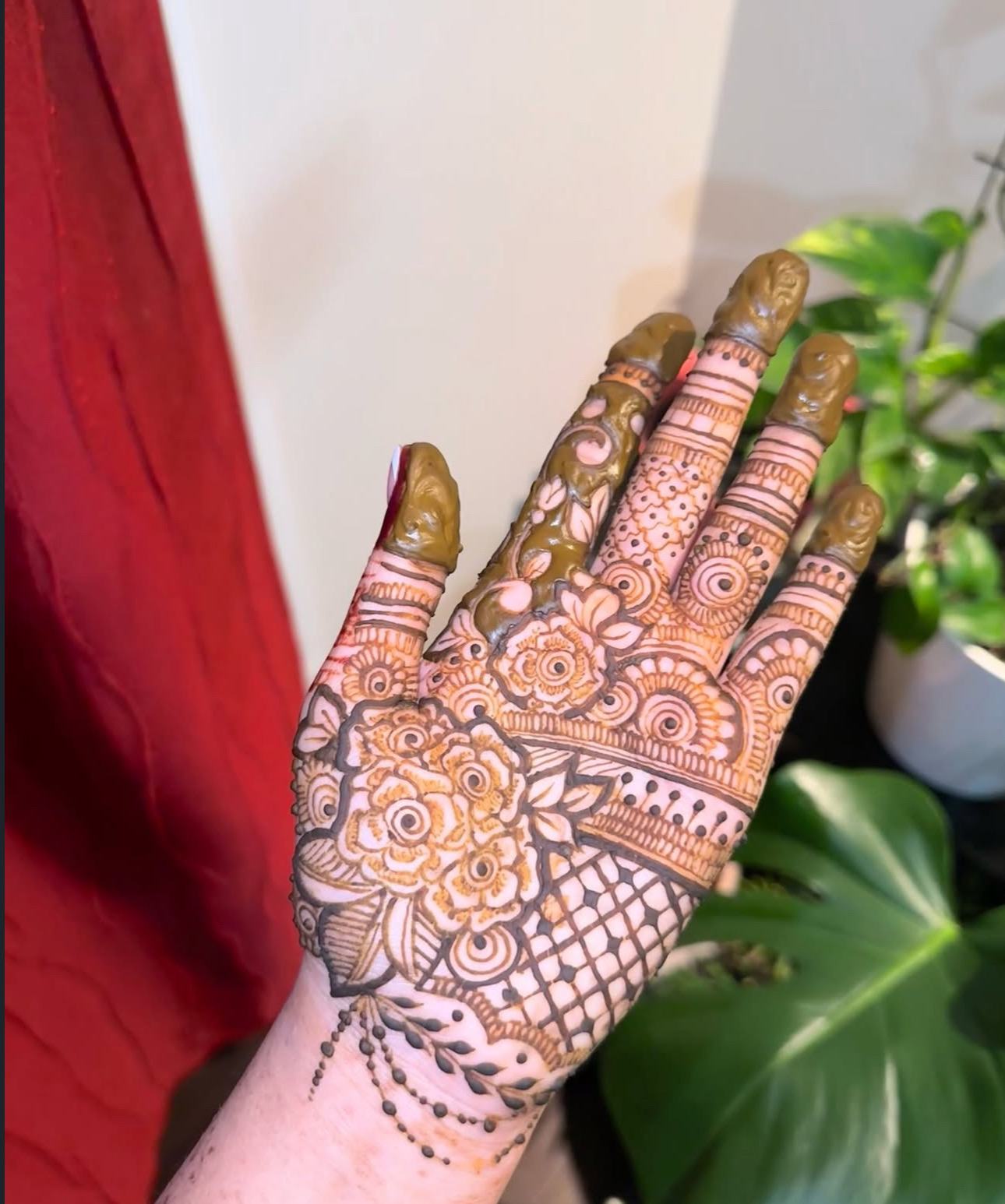 Intricate bridal henna palm design Edmonton