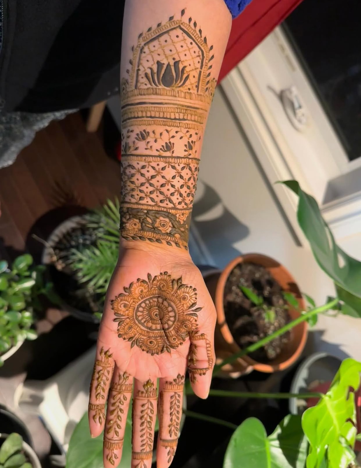 Traditional mehndi lotus arm design Edmonton